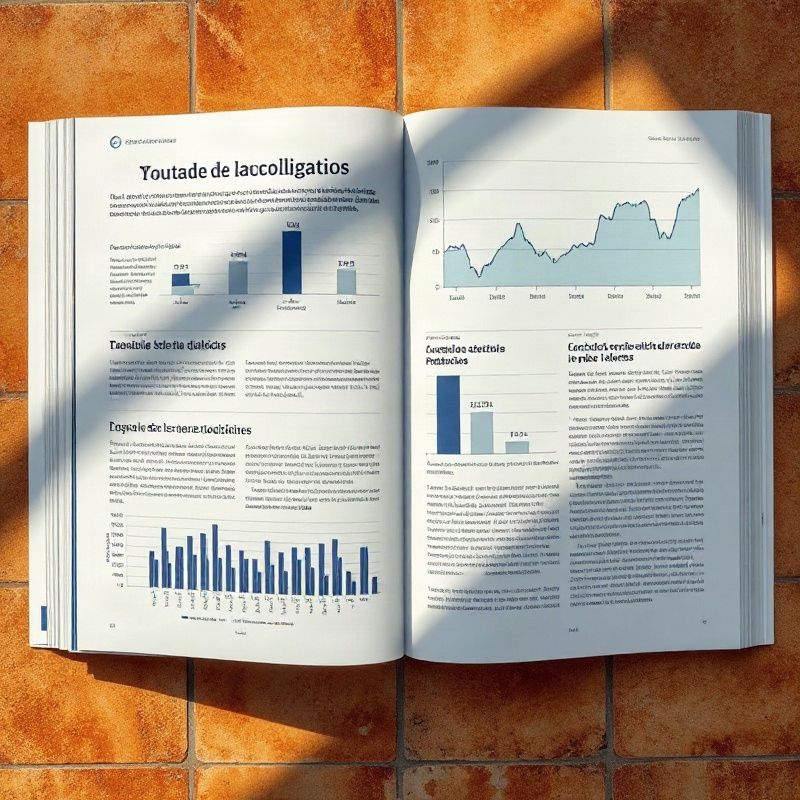 Revista abierta con gráficos financieros y titulares en español